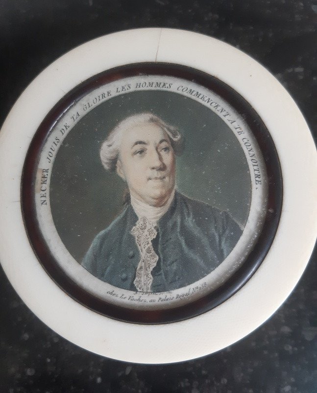 Eloge De Colbert Boite Tabatière Ivoire Et écaille Portrait Miniature De Necker Par Antoine Sergent XVIIIème siècle-photo-2