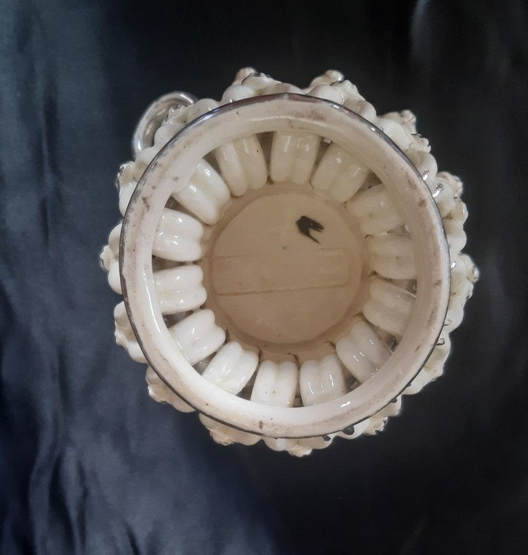 Lovely Jardiniere Braided Basket Miniature Vase In Fine Earthenware De Langeais-photo-6