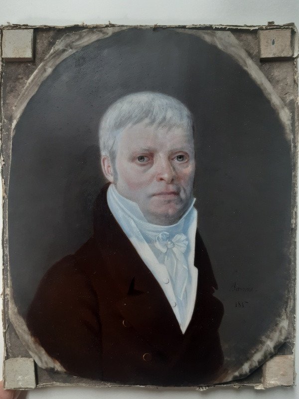 Jean Pierre Frédéric Barrois (Paris 1786 – Meaux 1841) Portrait Miniature d'Un Notable Daté 1817 époque restauration-photo-2