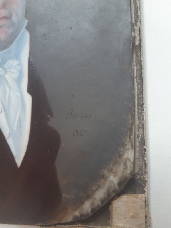 Jean Pierre Frédéric Barrois (Paris 1786 – Meaux 1841) Portrait Miniature d'Un Notable Daté 1817 époque restauration-photo-3