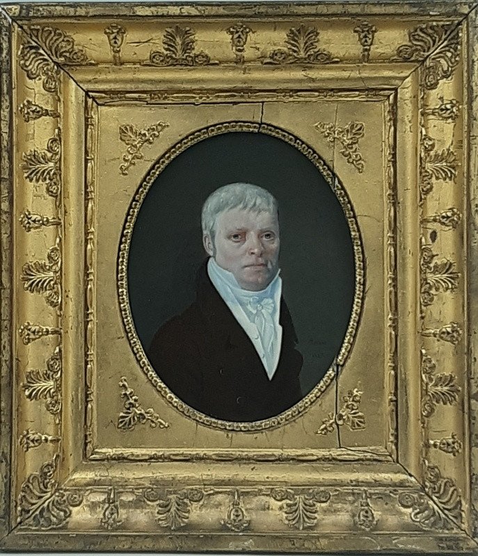 Jean Pierre Frédéric Barrois (Paris 1786 – Meaux 1841) Portrait Miniature d'Un Notable Daté 1817 époque restauration