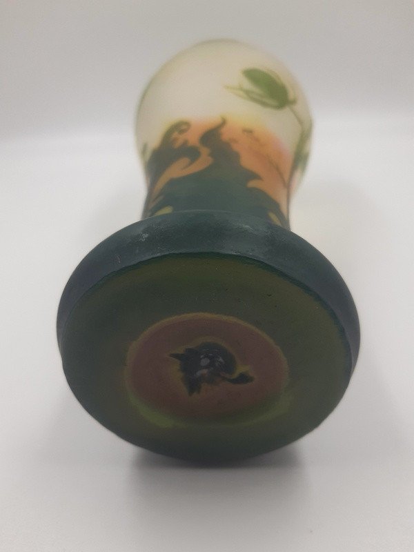 Muller Frères Lunéville Vase With Carderes, Ferns And Butterflies Art Nouveau 1920-photo-3