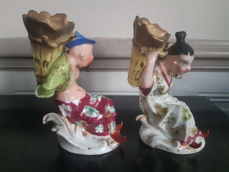 Rare Paire De Statuettes En Porcelaine De Paris à Décor De Chinois Dans Le Goût De Jacob Petit-photo-4