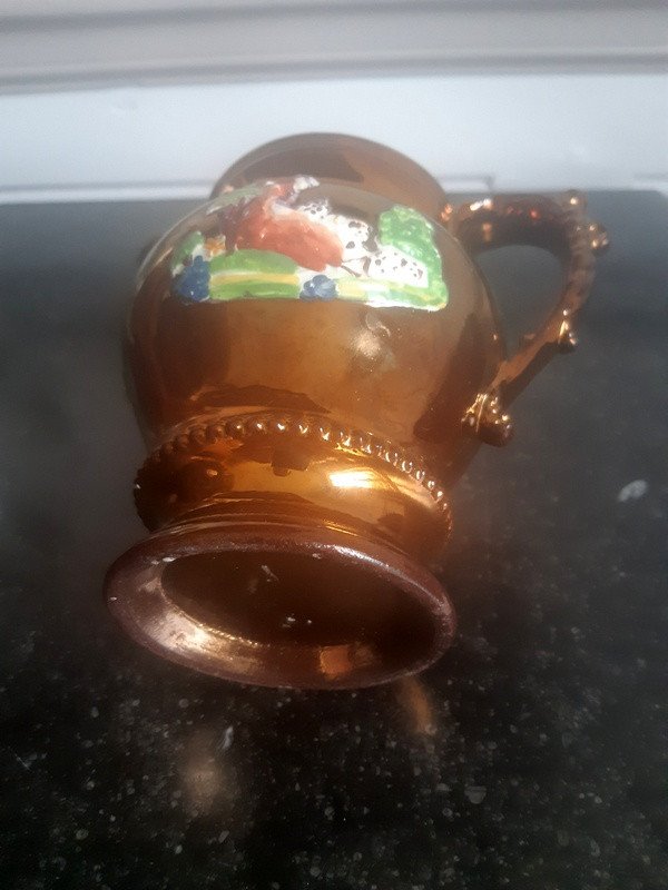 Charming Milk Jug Pitcher In Glossy Earthenware-photo-2
