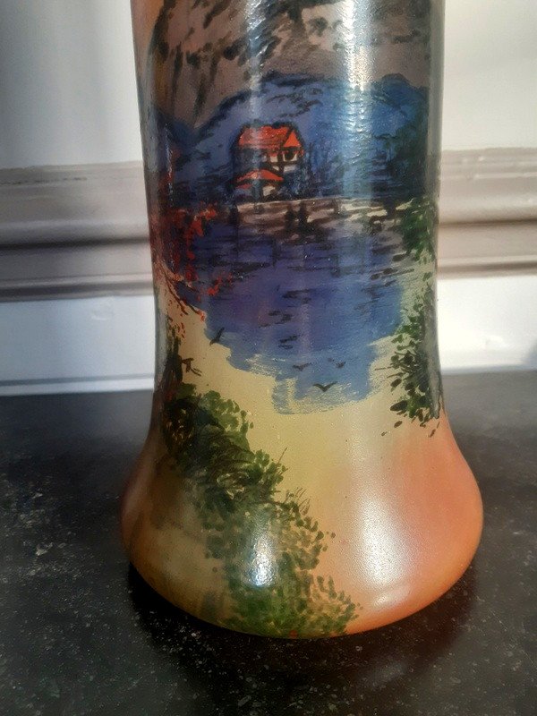 Large Legras Vase In Enameled Glass From A Castle Circa 1900-photo-3
