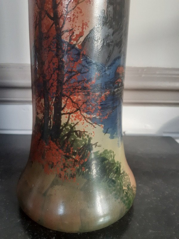 Large Legras Vase In Enameled Glass From A Castle Circa 1900-photo-4