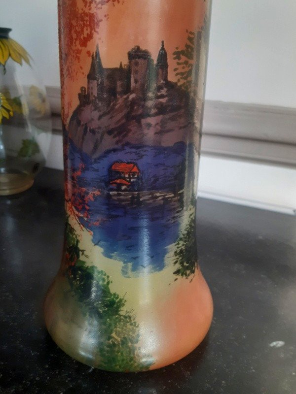 Large Legras Vase In Enameled Glass From A Castle Circa 1900-photo-7
