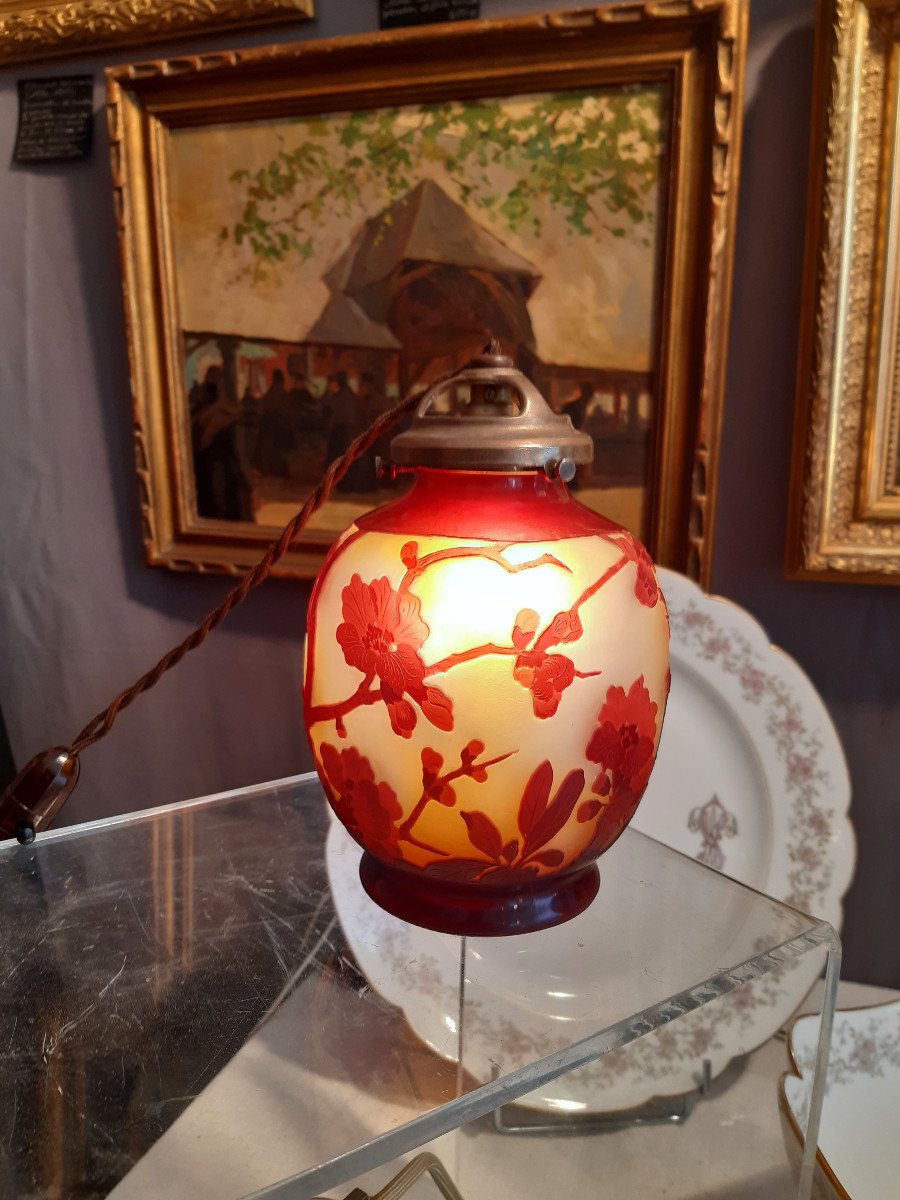 Emile Gallé (1846-1904) Rare Night Light With Apple Blossoms From Japan Art Nouveau-photo-3