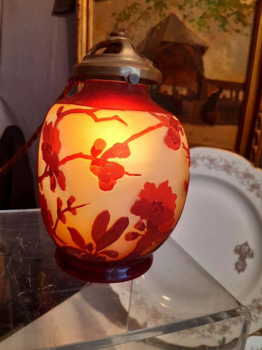 Emile Gallé (1846-1904) Rare Night Light With Apple Blossoms From Japan Art Nouveau