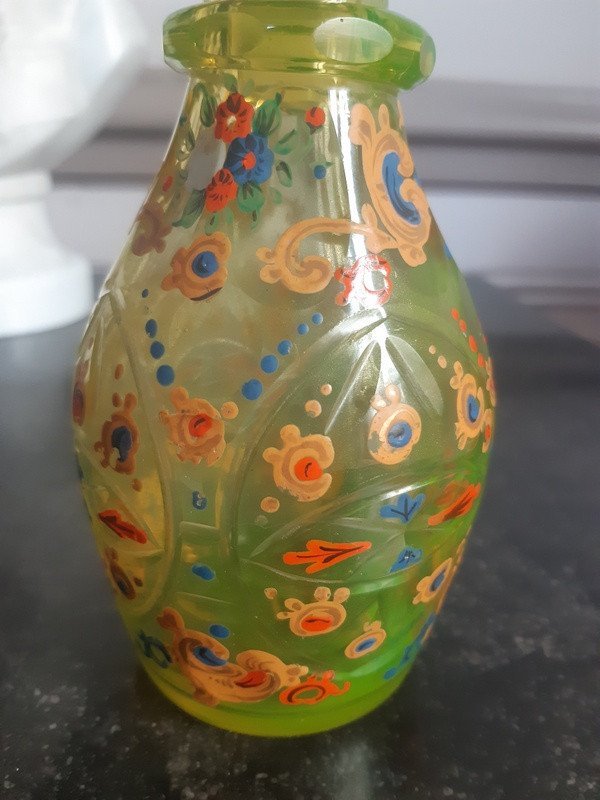 Lovely Ouraline Bohemian Cut Glass Bottle XIXth Century-photo-4