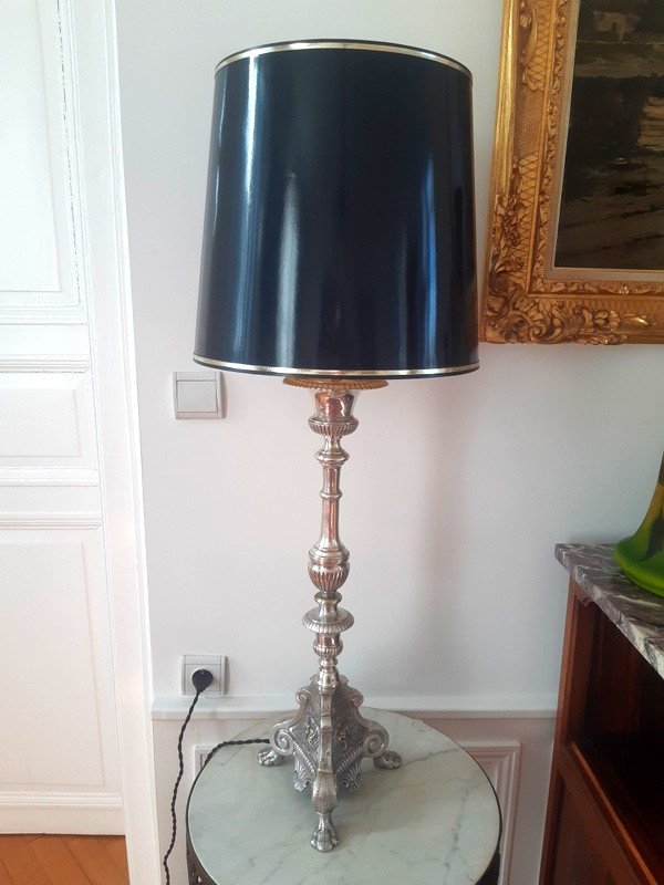 Large Picnic Candle Lamp In Silver Bronze XIXth Century-photo-7
