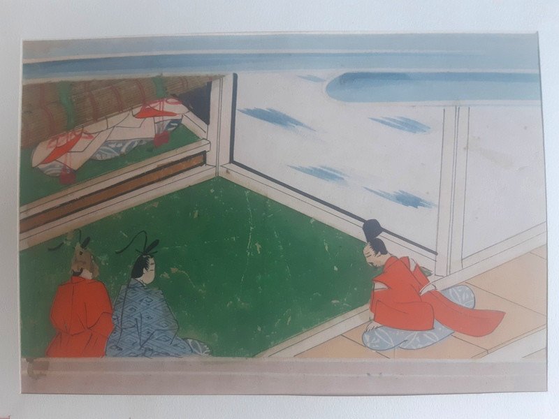 Lot de 4 estampes japonaises estampe japonaise Ecole De Tosa XIXème Siècle-photo-3
