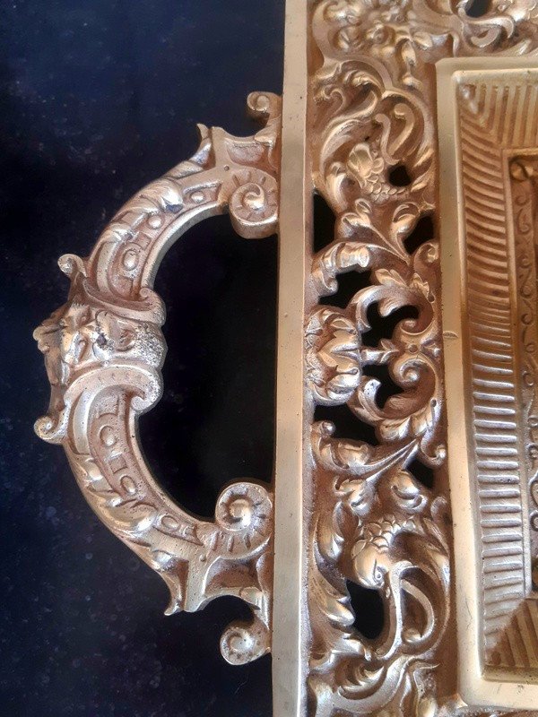 Grand Encrier Double de bureau En Bronze Doré Dans Le Goût De La Renaissance Epoque Napoléon III XIXème siècle-photo-7