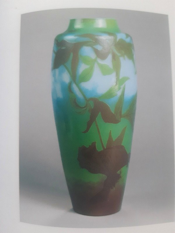 Exceptionnel Vase Aux Pavots  Art nouveau Par Henri Muller Ecole De Nancy Rare Signature Au Papillon poli au feu époque Gallé Daum 1900-photo-8