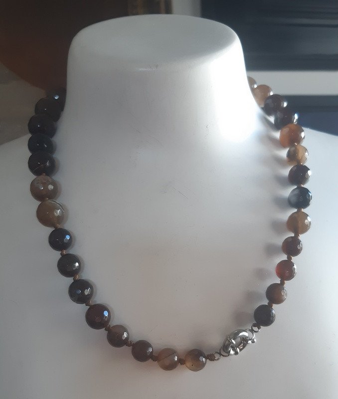 Agate Faceted Bead Necklace-photo-3