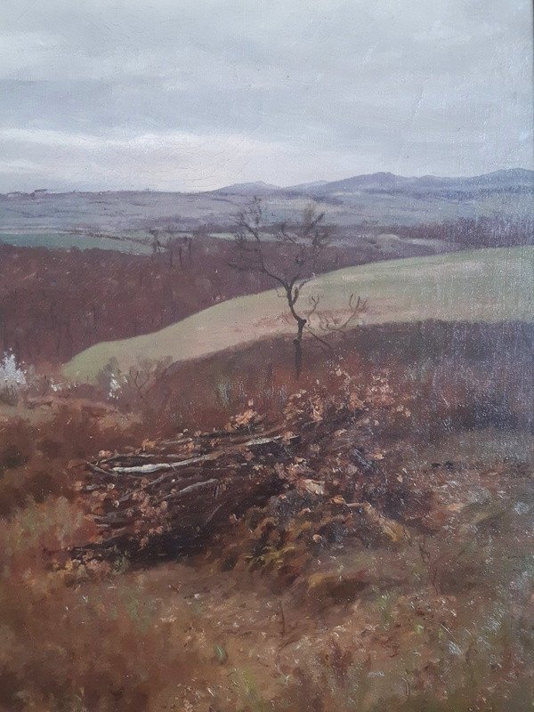 Paire d'huiles sur toile par Théodore Lespinasse (1846-1918) Peintre Lyonnais Paysage Au Vallon - Roche De Vergisson Solutré Saône Et Loire Peinture lyonnaise-photo-4