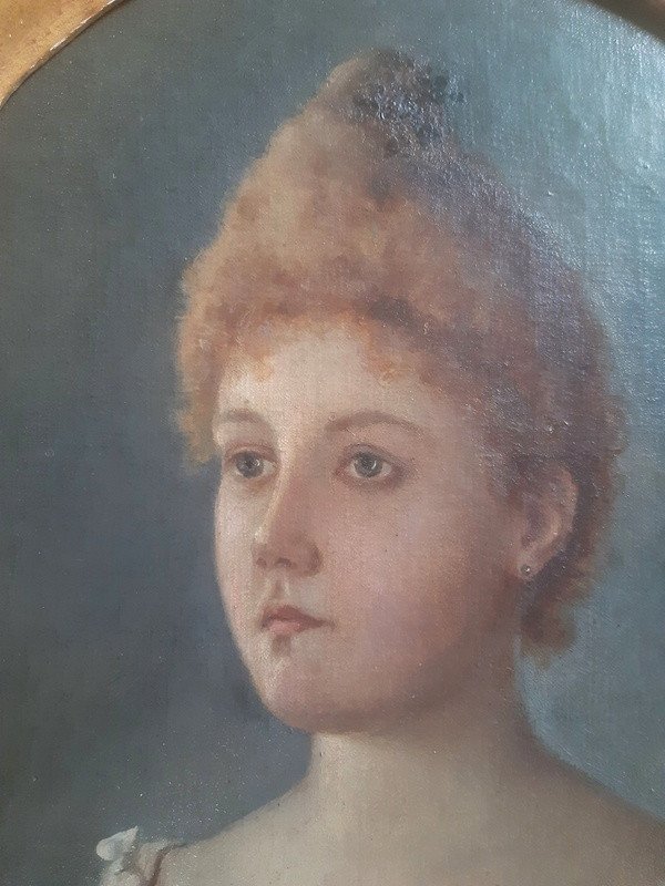 Huguenin (1842-1903) Ecole Suisse Du XIXème Charmant Portrait De Jeune Femme à La Marguerite-photo-5