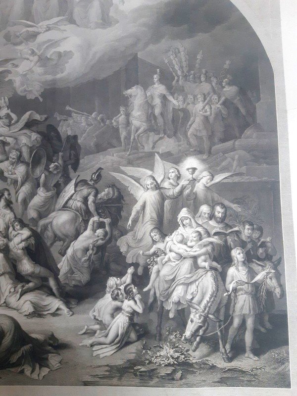 La Destruction De Jérusalem Par Titus d'après un tableau de Wilhem von Kaulbach (1805- 1874) Imprimeur Goupil et Cie Gravure  XIXème Siècle-photo-4