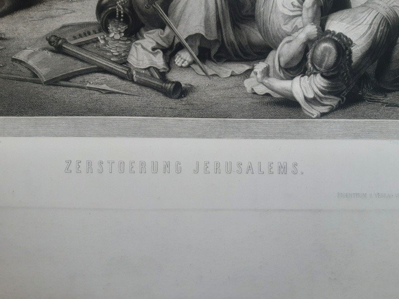 La Destruction De Jérusalem Par Titus d'après un tableau de Wilhem von Kaulbach (1805- 1874) Imprimeur Goupil et Cie Gravure  XIXème Siècle-photo-3
