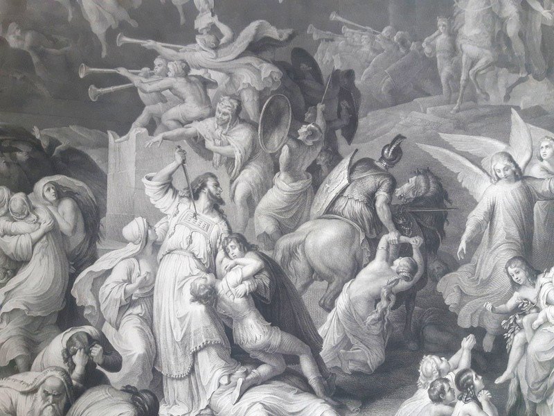 La Destruction De Jérusalem Par Titus d'après un tableau de Wilhem von Kaulbach (1805- 1874) Imprimeur Goupil et Cie Gravure  XIXème Siècle-photo-8