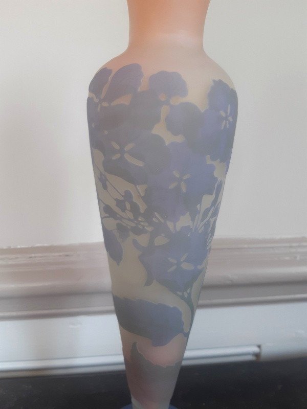 Gallé Vase With Art Nouveau Hydrangeas Signed With A Star-photo-2
