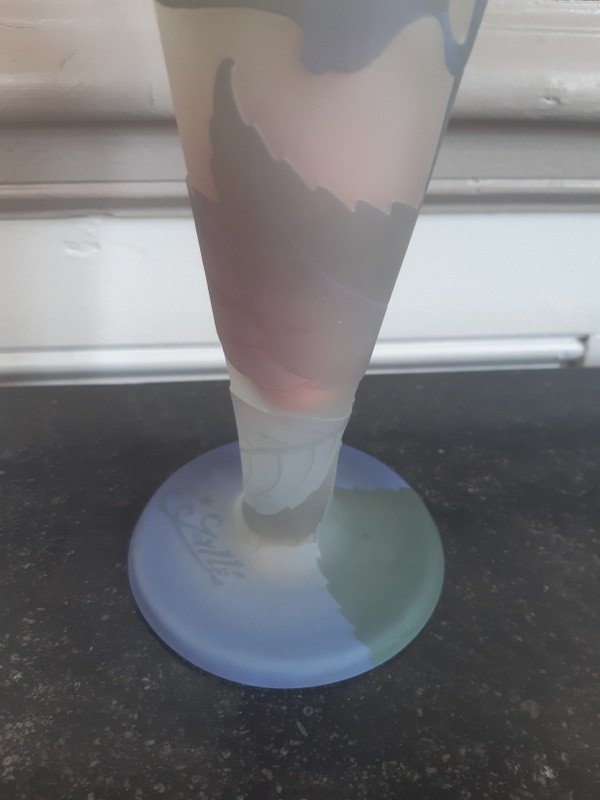 Gallé Vase With Art Nouveau Hydrangeas Signed With A Star-photo-3