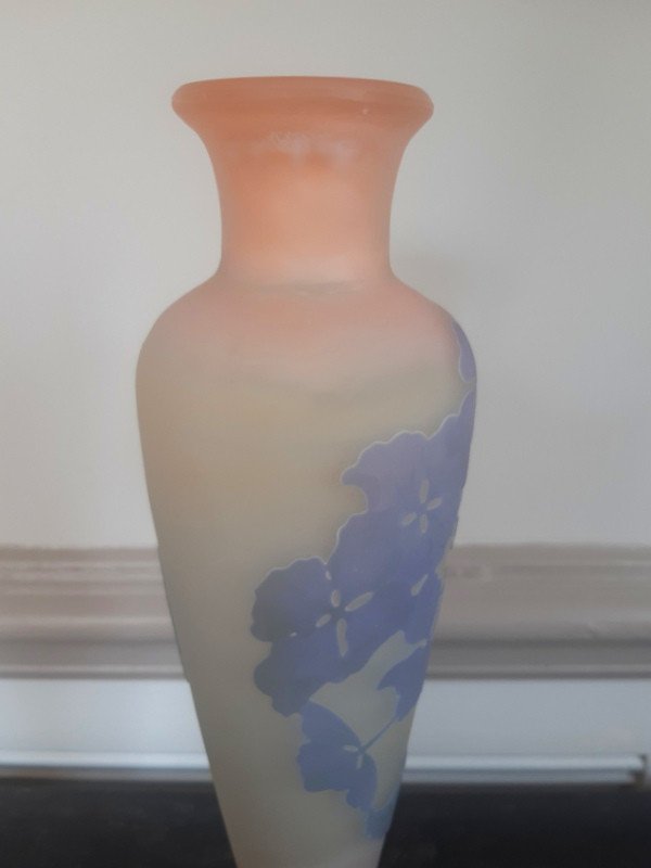Gallé Vase With Art Nouveau Hydrangeas Signed With A Star-photo-1