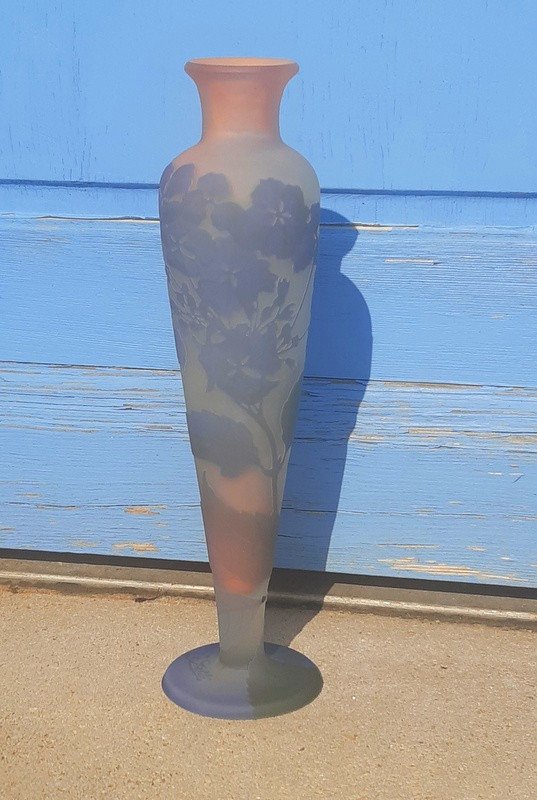 Gallé Vase With Art Nouveau Hydrangeas Signed With A Star-photo-7