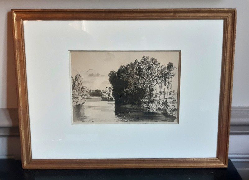 Michel Ciry (1919 La Baule-2018 Varengeville) Ink Wash Au Bocage Normand Dated 1943-photo-2