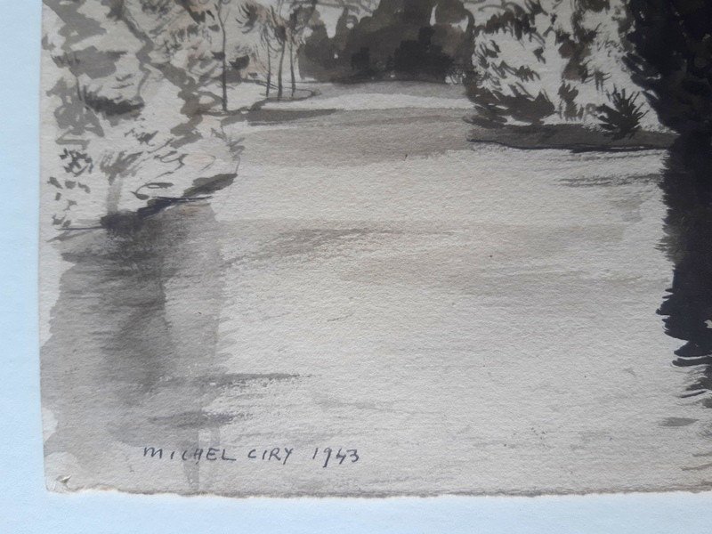 Michel Ciry (1919 La Baule-2018 Varengeville) Ink Wash Au Bocage Normand Dated 1943-photo-1