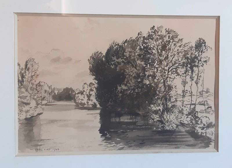 Michel Ciry (1919 La Baule-2018 Varengeville) Ink Wash Au Bocage Normand Dated 1943-photo-2