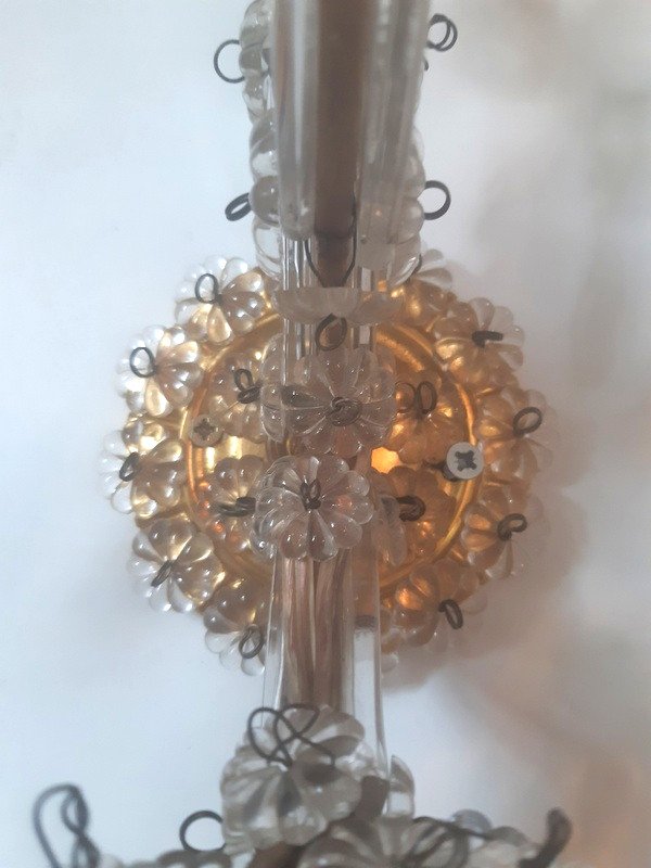 Beautiful Pair Of Sconces 6 Arms Of Light In Cut Glass And Crystal-photo-1