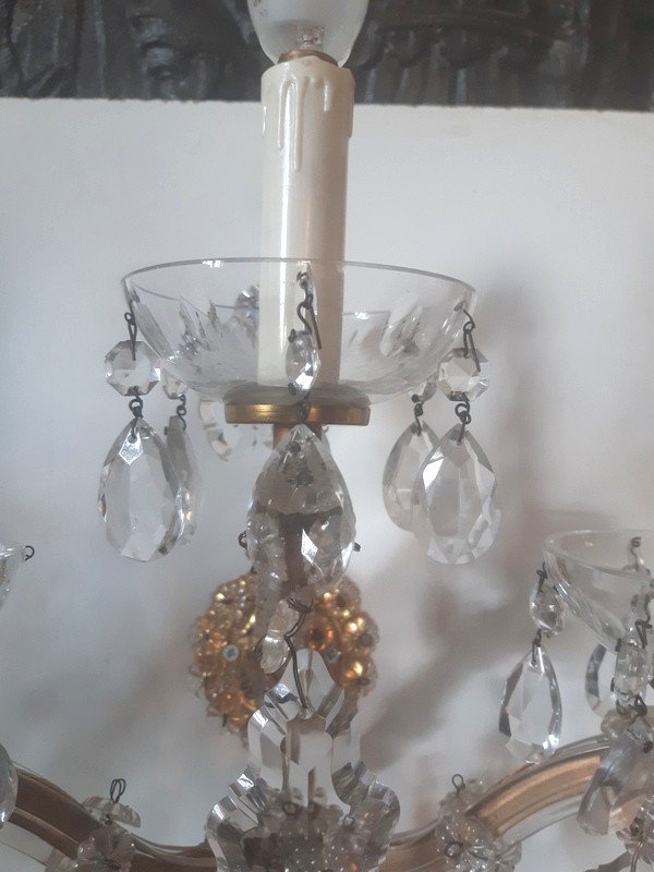 Beautiful Pair Of Sconces 6 Arms Of Light In Cut Glass And Crystal-photo-5