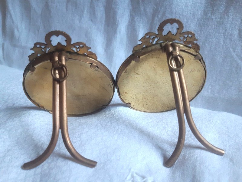 Lovely Double Photo Holder Frame In Golden Brass Louis XVI Style-photo-2