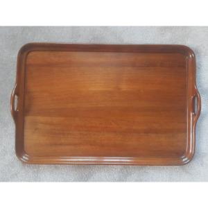 Elegant Serving Tray In Mahogany Or Walnut Wood With Detached Handles