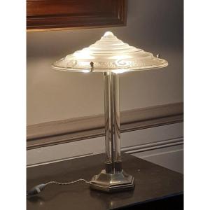 Superb Modernist Lamp With Glass Rods, Art Deco Period Circa 1930 - 1940