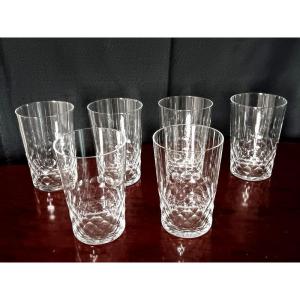 Baccarat 6 Verres Gobelets en cristal taillé modèle Chauny Palerme écailles Chope à Bière, Cocktail, Whisky Ou Orangeade