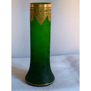 Saint Louis Vase Miniature Modèle Nelly Empire à Frise Or Art Nouveau Vers 1900
