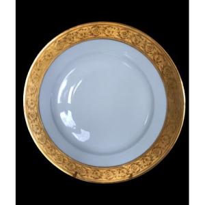 Haviland Thistle Gold Service Beautiful Suite Of 12 Porcelain Dinner Plates From Limoges France