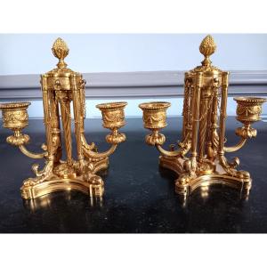 Boin And Henry  Boin Taburet Boin-taburet Lovely Pair Of Double  Arm Of Light In Gilded Bronze Candlesticks 