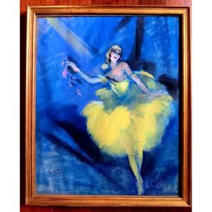 Charles Gir (1883-1941) Ravissant Pastel Danseuse En Tutu Ballerine Jeune Femme 