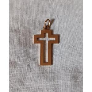 Magnifique Croix Pendentif Moderniste Pièce Unique En Or Jaune époque Post Art Déco 4, 5 g