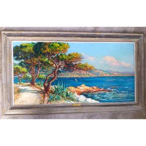 Maurice Barle (1903-1961)  Golfe De Saint-tropez Mer Méditerranée Tableau Saint Tropez Art déco