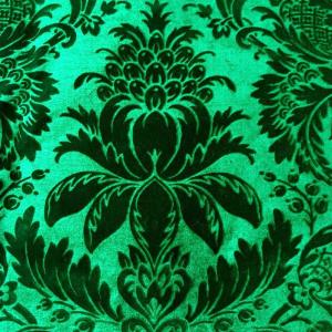 Coupon Length Of Embossed Silk Velvet Fabric Emerald Green Château De Chambord