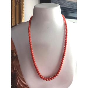 Antique 19th Century Natural Coral Pearl Necklace