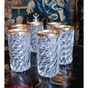 Baccarat Bambou Tors Model 6 Crystal Orangeade Beer Glasses Tumblers 