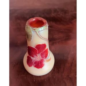 Legras SD vase à décor vitrifié de capucine Art nouveau