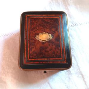 Rosewood Ebony Burl Inlaid Jewelry Box Marquetry Box