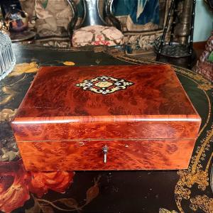 Coffret à Bijoux En Loupe Et Bois De Rose Boite En Marqueterie 
