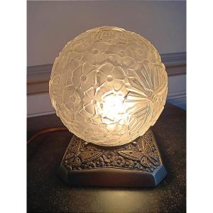 Hanots Glassworks Art Deco Night Light "butterfly Ball" And Nickel-plated Bronze 1925 - 1930